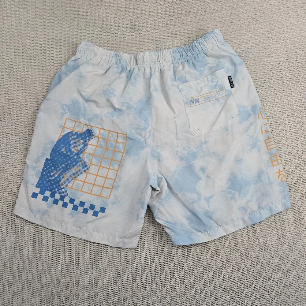 Brooklyn Cloth Shorts Mens Large Kent Ave Open Your Mind Graphic Swim Trunks